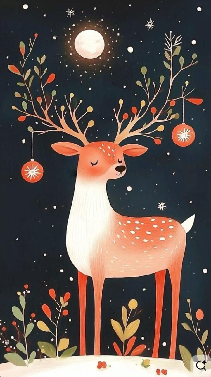 Whimsical Winter Deer