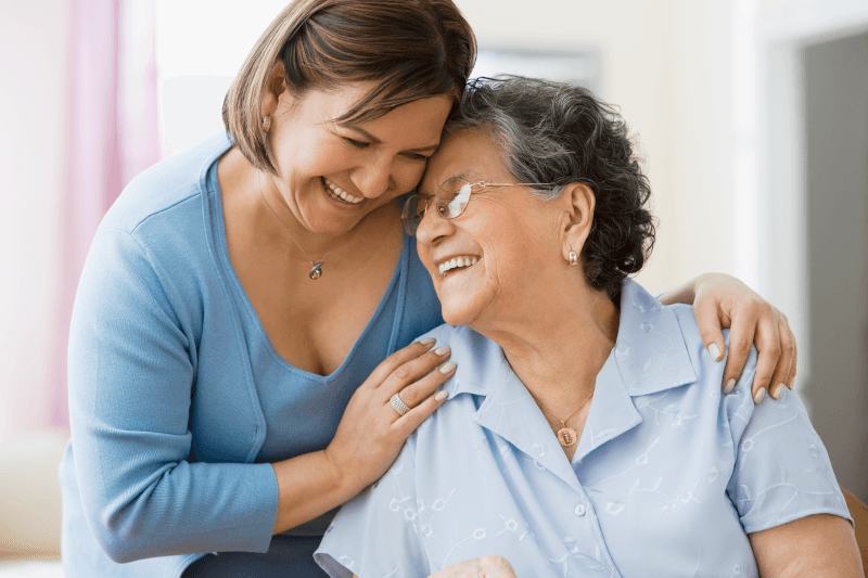 Mother and daughter in warm embrace